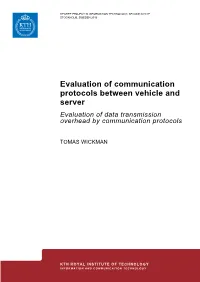 Evaluation of Communication Protocols Between Vehicle and Server: Evaluation of Data Transmission Overhead by Communication Prot