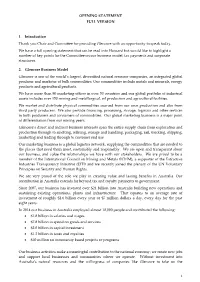 OPENING STATEMENT FULL VERSION 1. Introduction Thank You