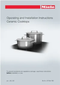 Operating and Installation Instructions Ceramic Cooktops