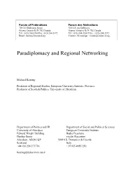 Paradiplomacy and Regional Networking