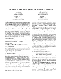 QWERTY: the Effects of Typing on Web Search Behavior