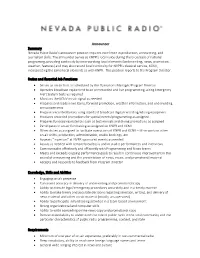Announcer Summary Nevada Public Radio’S Announcer Position Requires Excellence in Production, Announcing, and Journalism Skills