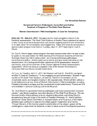 For Immediate Release Renowned Forensic Pathologist, Consultant