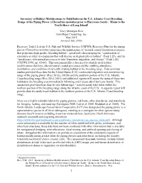 Inventory of Habitat Modifications to Tidal Inlets in the US Atlantic Coast Breeding Range of the Piping Plover