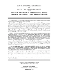 Marginable OTC and Foreign Margin Stocks