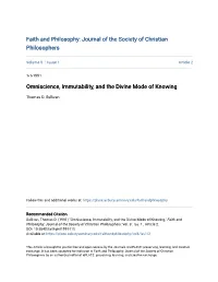 Omniscience, Immutability, and the Divine Mode of Knowing