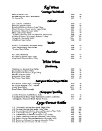 Red Wines White Wines Large Format Bottles