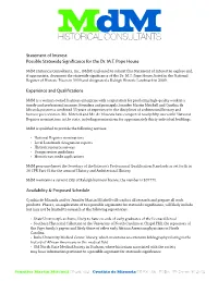 Statement of Interest: Possible Statewide Signiﬁcance for the Dr