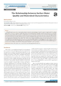 The Relationship Between Surface Water Quality and Watershed Characteristics