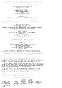 As Filed with the Securities and Exchange Commission on August 27, 1998