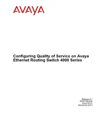 Configuring Quality of Service on Avaya Ethernet Routing Switch 4000 Series