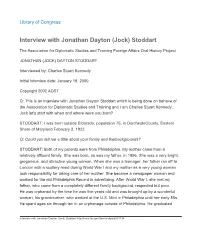 Interview with Jonathan Dayton (Jock) Stoddart
