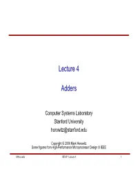 Lecture 4 Adders