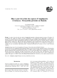 Mise À Jour De La Liste Des Espèces D'amphipodes (Crustacea