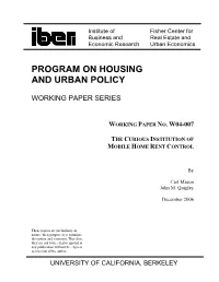 The Curious Institution of Mobile Home Rent Control