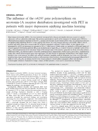 The Influence of the Rs6295 Gene Polymorphism on Serotonin-1A