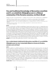 Use and Traditional Knowledge of Byrsonima Crassifolia and B. Coccolobifolia(Malpighiaceae)