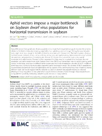 Aphid Vectors Impose a Major Bottleneck on Soybean Dwarf Virus Populations for Horizontal Transmission in Soybean Bin Tian1,2* , Frederick E