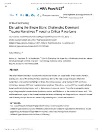 Disrupting the Single Story: Challengin...Rratives Through a Critical Race Lens