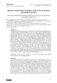 Duration and Intensity of Primary Molt in Two Neotropical Grasslands Passerines