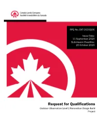 Request for Qualifications Outdoor Observation Level 2 Renovation Design Build Project Table of Contents
