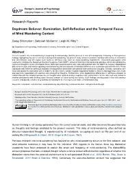 Rumination, Self-Reflection and the Temporal Focus of Mind Wandering Content