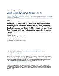 Eucestoda: Tetraphyllidea