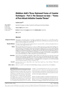 Kōdōkan Jūdō's Three Orphaned Forms of Counter Techniques