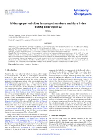 Midrange Periodicities in Sunspot Numbers and Flare Index During