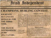 1913 GAA Hurling Final Match Report