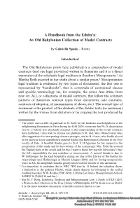 A Handbook from the Eduba'a: an Old Babylonian Collection of Model