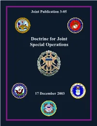 Doctrine for Joint Special Operations