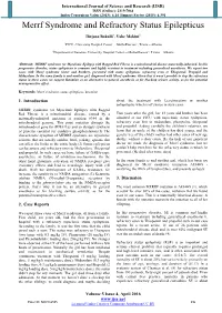 Merrf Syndrome and Refractory Status Epilepticus