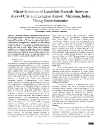 Micro-Zonation of Landslide Hazards Between Aizawl City and Lengpui Airport, Mizoram, India, Using Geoinformatics