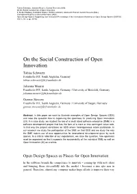 On the Social Construction of Open Innovation