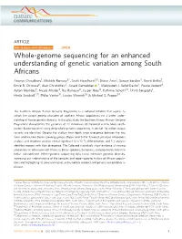 Whole-Genome Sequencing for an Enhanced Understanding of Genetic Variation Among South Africans