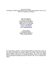 Developing a Cost-Effective Branding Strategy for Nonprofit Organization to Survive and Thrive in a Competitive Environment