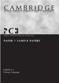 Fce First Certificate in English