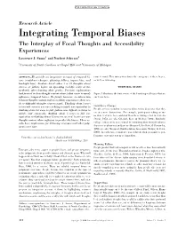 Integrating Temporal Biases the Interplay of Focal Thoughts and Accessibility Experiences Lawrence J