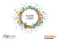 PGPM Class of 2017 | 1 PGPM Class of 2017 | 2 MISSION STATEMENT