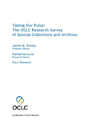 The OCLC Research Survey of Special Collections and Archives