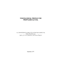Toxicological Profile for Propylene Glycol