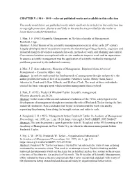 CHAPTER V: 1910 – 1919 – Relevant Published Works Not Available in This Collection
