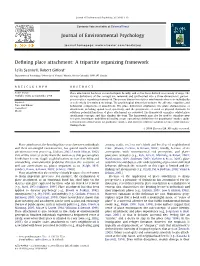 Defining Place Attachment: a Tripartite Organizing Framework