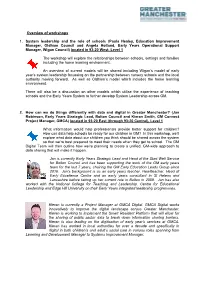 Overview of Workshops 1. System Leadership and the Role of Schools