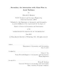 Secondary Air Interaction with Main Flow in Axial Turbines Metodi B