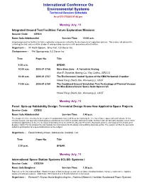 International Conference on Environmental Systems Technical Session Schedule As of 07/17/2005 07:40 Pm