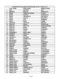 Passports Available for Release As of 17 May 2019