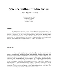Science Without Inductivism ( Karl Popper’S View )