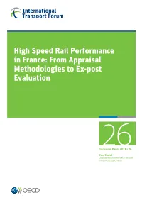 High Speed Rail Performance in France: from Appraisal Methodologies to Ex-Post Evaluation